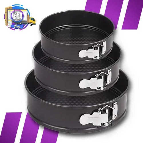 Set Moldes Antiadherentes Para Hornear 3 Piezas 24/26/28 Cm Negro