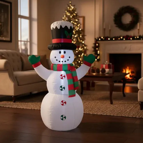 Muñeco Inflable Nieve Led Decoración Navidad 240cm Blanco