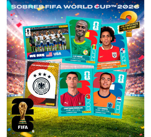 Pack 25 Sobre Fifa World Cup 2026 Original Panini 175 Lamina Fifia World Cup Pack 25