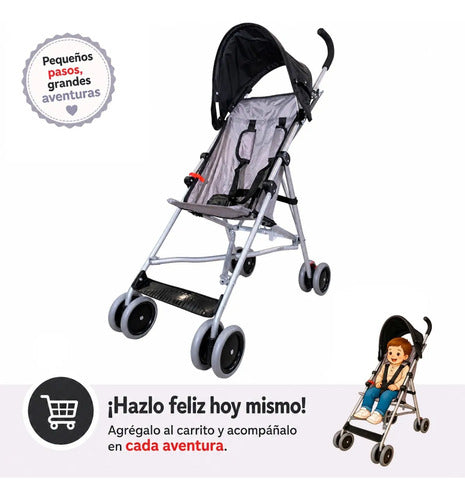 Coche Paseo Paragua Plegable Resistente Con Cinturón Y Freno Gris
