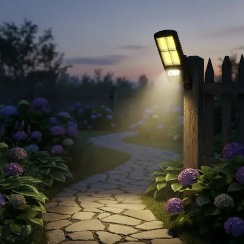 Foco Estilo Farol Solar Led Con Sensor De Movimiento Negro Blanco