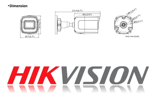 Camara Ip Bala Exir Hikvision Hd 2mp Microsd 256gb Ip67 Blanco