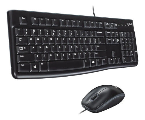 Kit De Teclado Y Mouse Logitech Mk120 Español Latinoamericano De Color Negro