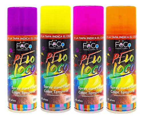 Pack 24 Spray Pintura Para Cabello Temporal Varios Colores Surtido