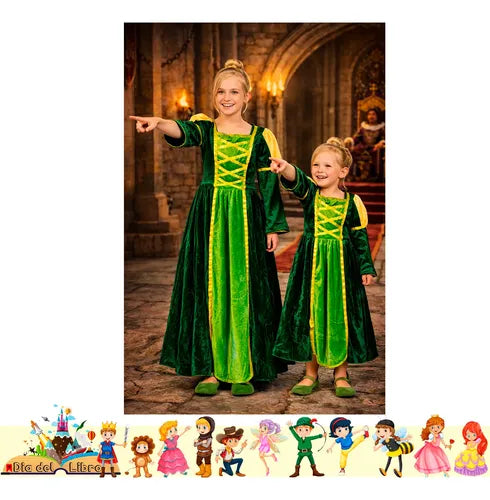Disfraz Vestido Fiona Cuentos Infantiles Dia Del Libro Niñas Verde