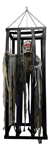 Esqueleto Enjaulado Animatronic Deco Terror Halloween 200cm