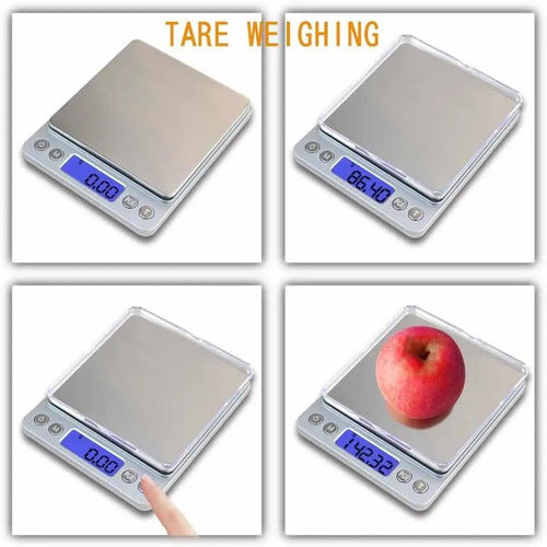 Pesa Gramera Joyería Y Cocina Precisión 0.1 - 2000g Báscula Plateado