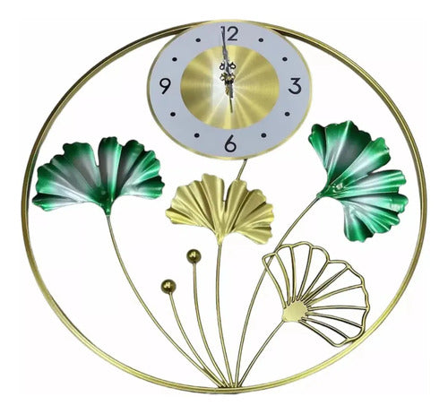 Reloj Circular Pared Decorativo Reloj Mural Hogar Moderno Dorado Dorado Y Verde