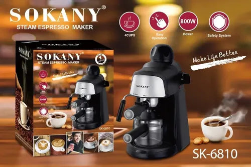 Cafetera Espresso A Vapor Sokany Sk-6810 Cafe Expreso Espuma Negro