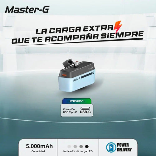 Cargador Portatil Power Bank Master-g 5.000mah Pocket Tipo-c Celeste