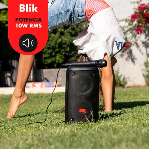 Parlante Karaoke Blik Voice3 Bt 5.3 Radio Tf/sd Tws Rgb 7h Negro