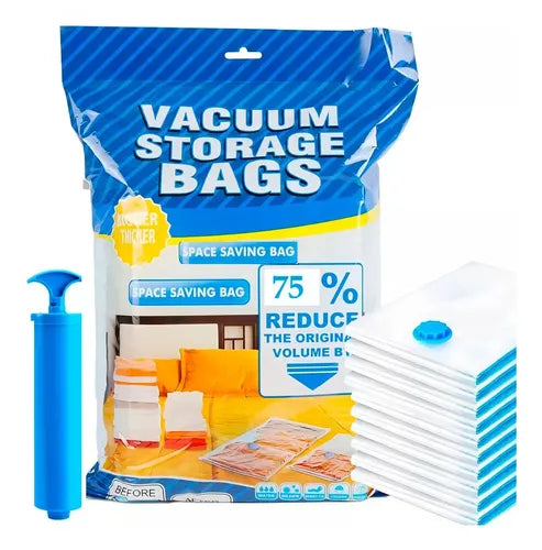 Pack 5 Bolsas Al Vacio Para Comprimir Oganizar+ Bomba Manual