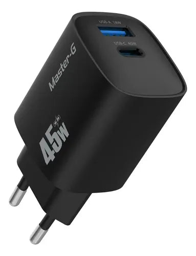 Cargador Master-g Carga Rapida 45w Multipuerto + Cable Usb-c Negro