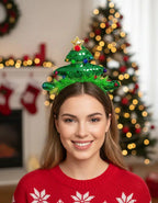 Pack 12 Cintillos Diademas Arbol Led Celebraciones Navideñas Verde