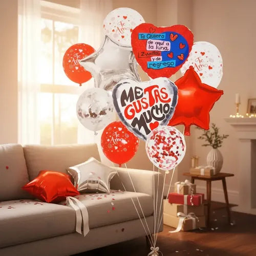Set 10 Globos Metalizados Me Gustas Much San Valentín Regalo Varios