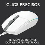 Logitech G203 Lightsync Mouse Gaming Rgb, 6 Botones, Blanco