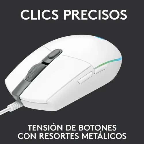 Logitech G203 Lightsync Mouse Gaming Rgb, 6 Botones, Blanco