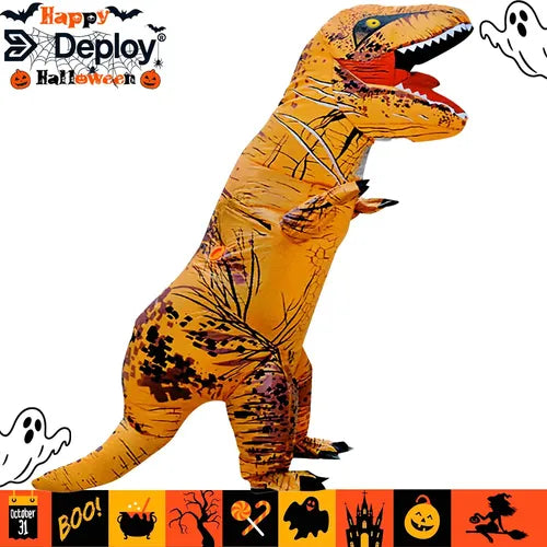 Traje Inflable Dinosaurio Tiranosaurio-rex Halloween Fiestas Niños 120-150cm Marrón 120-150 Cm