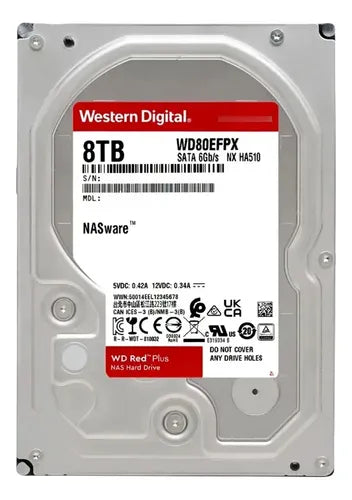 Disco Duro Interno Wd Red Plus 8tb 3.5in Nas/ Pc/ Dvr/ Nvr Rojo