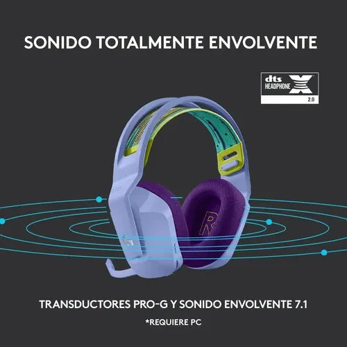 Audífono Gamer Logitech G733 Lightspeed Inalámbrico Con Micrófono Desmontable Lila