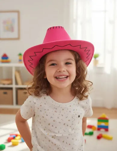 Sombrero De Vaquero Disfraz Cosplay Fiestas Halloween Niños Fucsia Niños Lisa