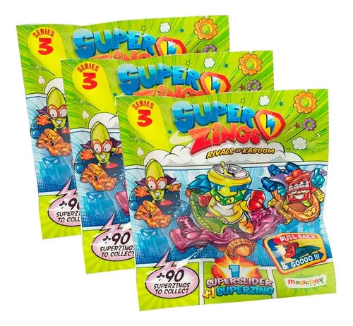 Pack 3 Sobres Superslider- Superzings Coleccionables Serie 3