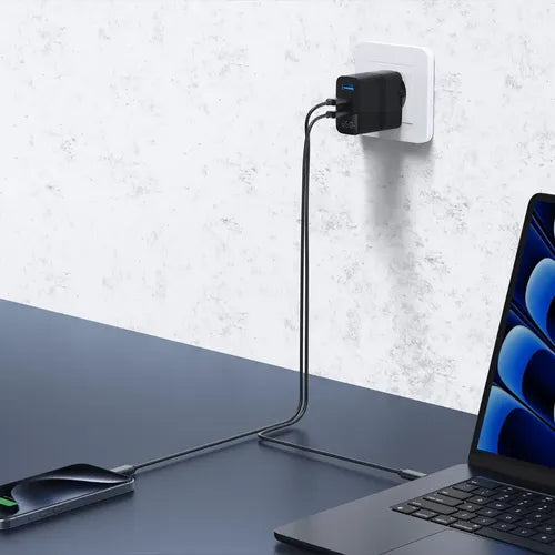 Cargador Master-g Carga Rapida 65w Multipuerto + Cable Usb-c Negro