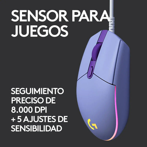 Mouse Gamer Logitech G203 New Rgb Lghtsync Lila Color Violeta