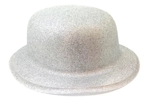 12 Gorros Chaplin Escarchado Fiestas Celebraciones Hora Loca Surtido