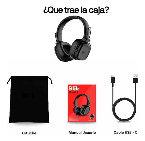 Audifonos Inalambricos Blik Feel250 Bt 5.4 Bateria 20 Hrs Negro