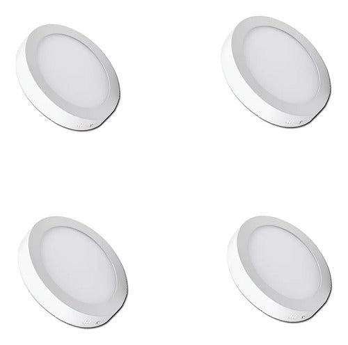 Pack 4 Focos Sobrepuestos Panel Led Lampara Redondo 18w Blanco