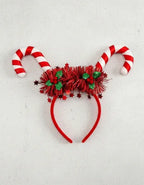 Pack 12 Cintillos Led Baston Dulce Diadema Fiestas Navideñas Rojo
