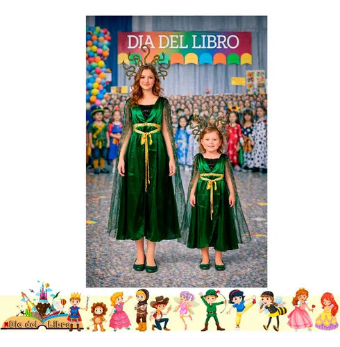Disfraz Medusa Cuentos Infantiles Dia Del Libro Halloween Verde