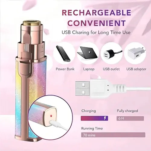 Depiladora Facial Led 2 En 1 Wcan Portátil Recargable Usb Con Luz Rosa Claro
