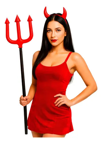 Tridente Diablo Diablita Disfraz Halloween 1 Metro