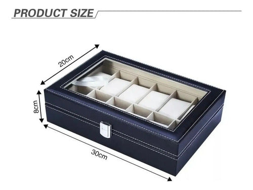 Organizador Estuche Exhibidor Caja Bandeja 12 Relojes  Negro