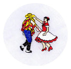 Pañuelo 18 Blonda Diseño Bordado Pareja Fechas Patrias Cueca Blanco Bordado Pareja