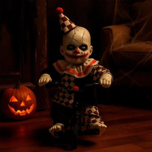 Payaso Animatronic En Triciclo Halloween Sonido Movimiento
