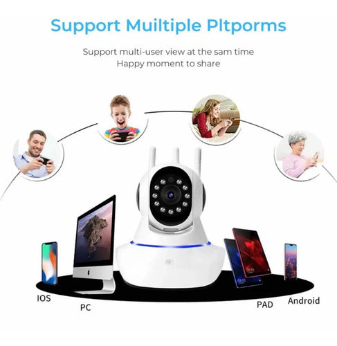 Camara Ip Wifi 1080p Onvif 2m Hd Visión Nocturna 360 Grados Blanco