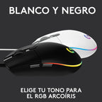 Mouse Gamer Logitech G203 Lightsync Óptico De 8000 Dpi Con 6 Botones Negro