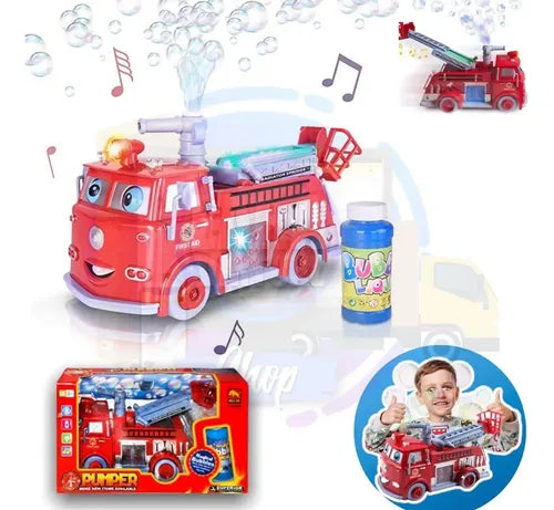 Camión De Bomberos Lanza Burbujas Divertido Musical Con Led Rojo