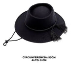 Sombrero Huaso Elegante Chico Cueca Fechas Patrias Negro Negro 55cm Lisa