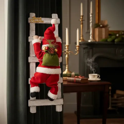 Muñeco Santa Escalador Animatronic Decoracion Navidad 70 Cm Rojo