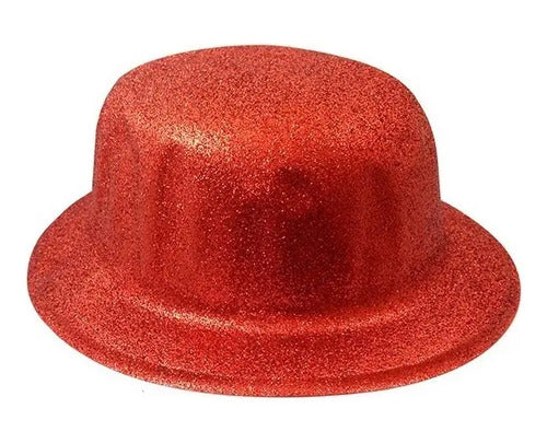12 Gorros Chaplin Escarchado Fiestas Celebraciones Hora Loca Surtido