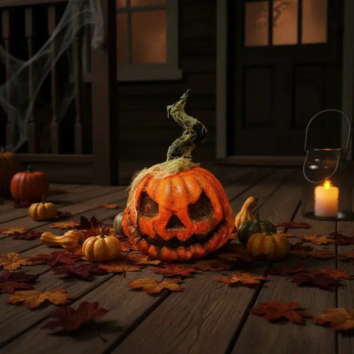 Calabaza Risas Animatronic Sonido Movimiento Halloween 23cm
