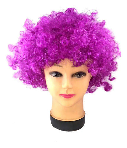 Peluca De Payaso Afro Morado Para Fiesta