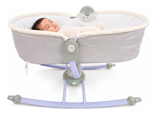 Mecedora Cuna Silla Bebe 2 En 1 Aparato Relajante Giro 360 Gris