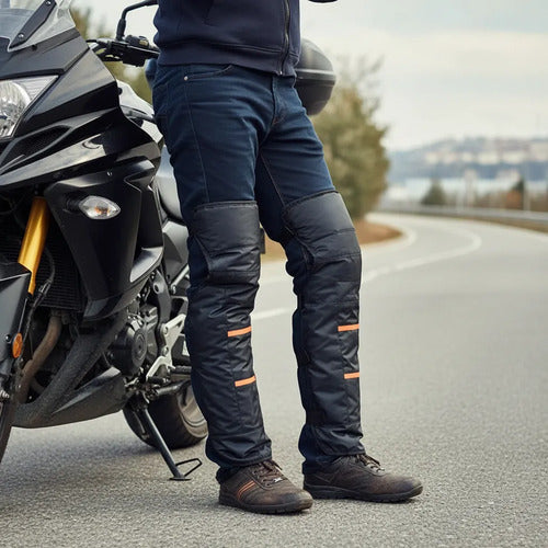 Cubre Piernas Con Chiporro - Protector Impermeable Para Moto Negro