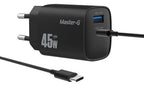 Cargador Master-g Carga Rapida 45w Multipuerto + Cable Usb-c Negro