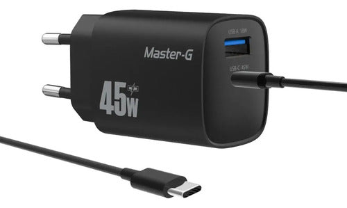 Cargador Master-g Carga Rapida 45w Multipuerto + Cable Usb-c Negro